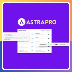 The Astra Pro Addon For Astra Theme | Original License Activation | LifeTime License on a purple background.